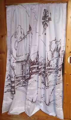New 108x84 Blk & White Style Barn & Windmill Country Style Curtains Farmhouse 