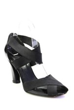 Stuart Weitzman Black Patent Slide On Pump Block Heel Size 5 B Heels Elastic