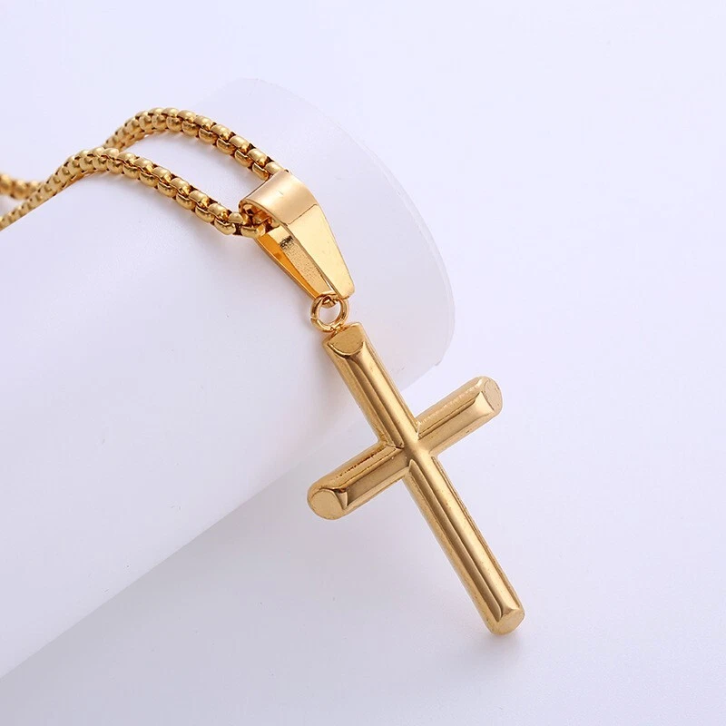 Minimalist gold shop cross necklace