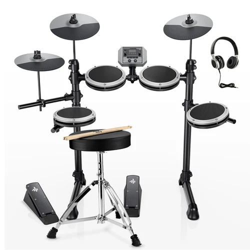 Donner DED-80 E-Drum E Schlagzeug mit Thron Pedale 180 Sounds Gray