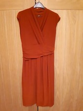 Roman Burnt Orange Faux Wrap Dress Size Uk14