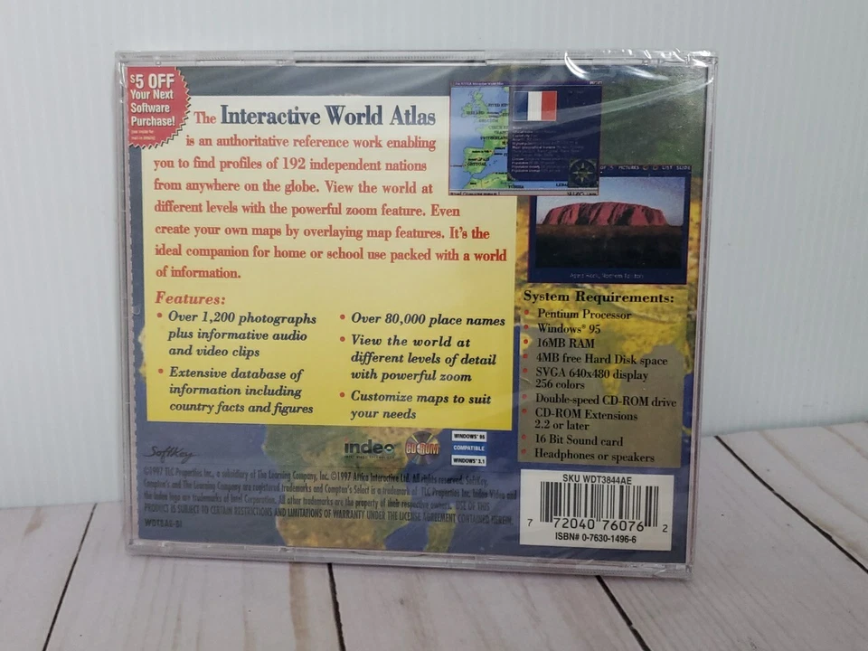 The Learning Company Compton's Interactive World Atlas CD ROM - New Sealed - Image 3 of 3