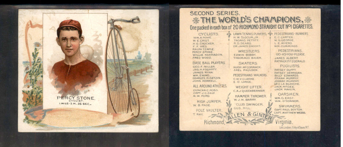 1889 N43 Allen & Ginter The World Champions Percy Stone 3118 | eBay