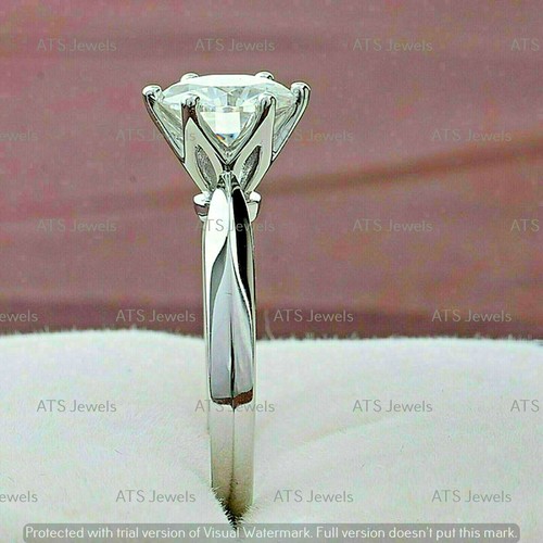 1,50 ct runder Moissanit fabelhafter Lotus Verlobungsring 925 Sterlingsilber Gr. 6 - Bild 4 von 4