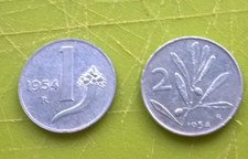 NON DISPONIBILE SPLENDIDE DUE MONETE da LIRE  1 e  2 Circolate  BUONE COLLEZIONE
