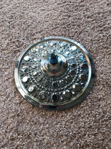 Vintage Blue Carnival Glass Windsor Cane Button Iridescent Bowl Lid Replacement