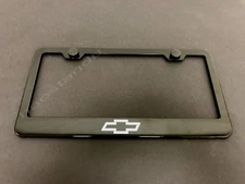 1x Bowtie LOGO BLACK Stainless Metal License Plate Frame + Screw Caps