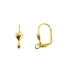Raw Brass Lever Back Ear Wires with Heart Adornment and Loop 10 