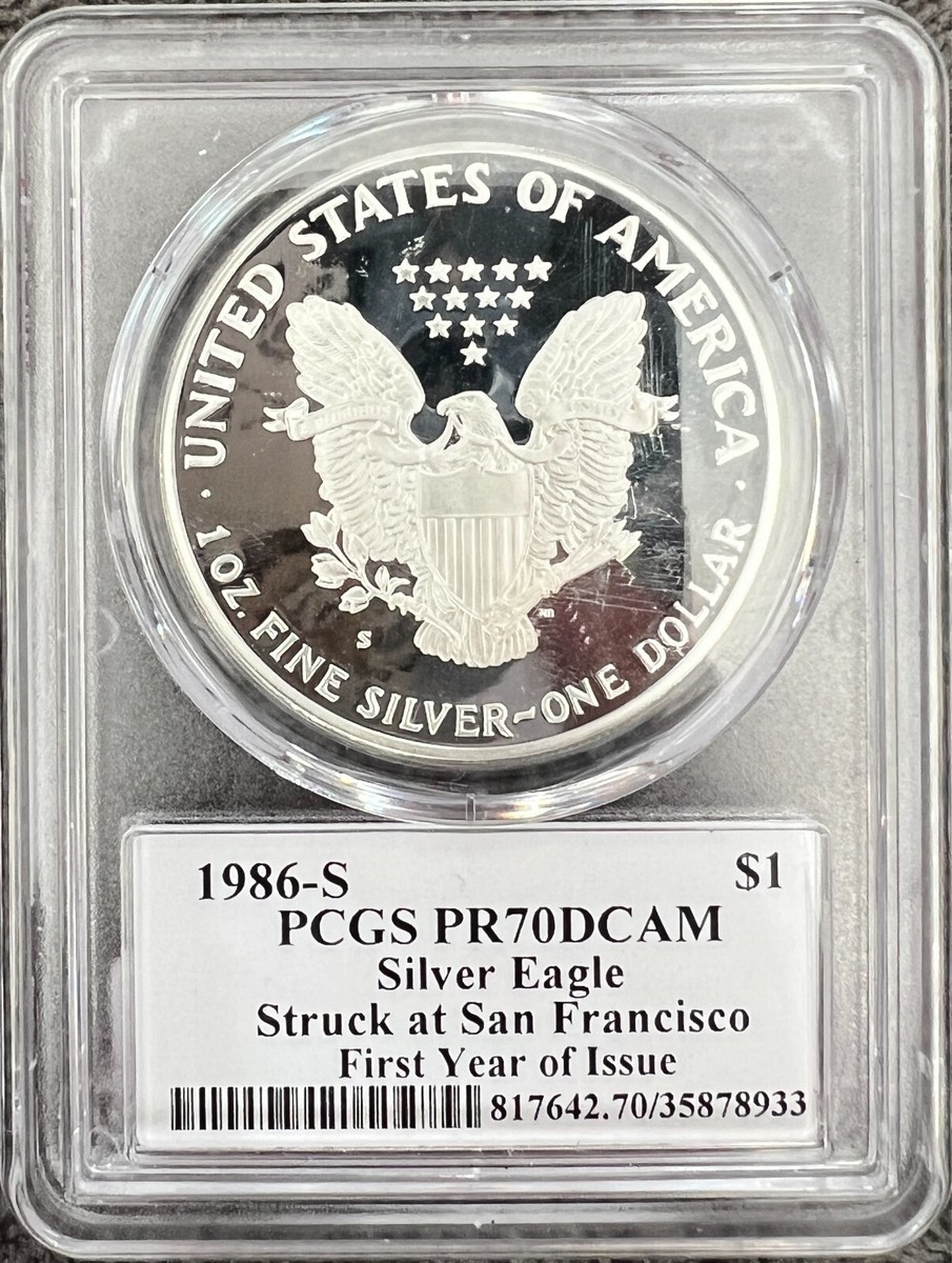 1986-S PCGS PR70DCAM Silver Eagle | eBay