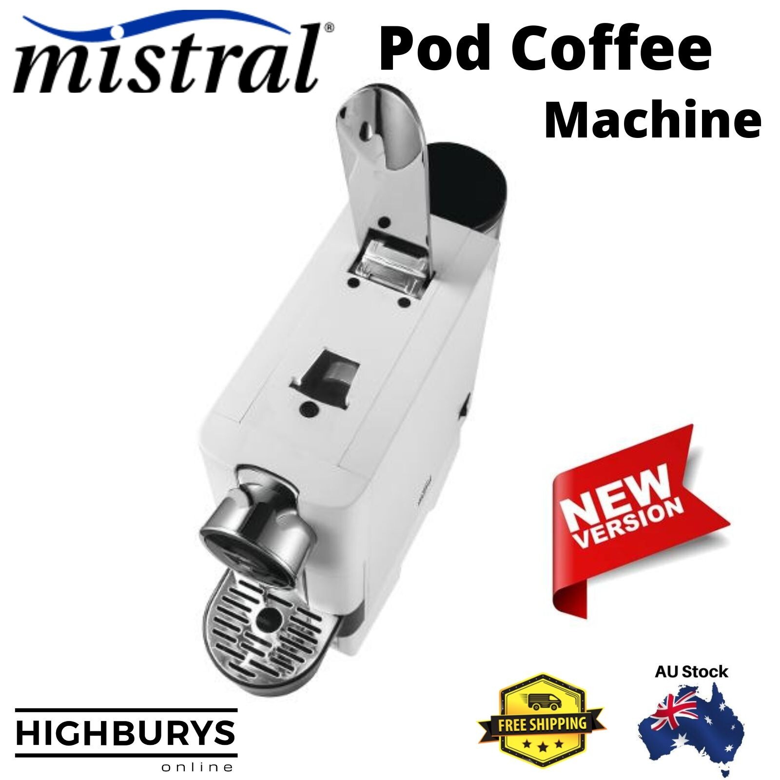 Mistral Coffee Machine Pod Capsule 15 Bar Pump 650ml Nespresso