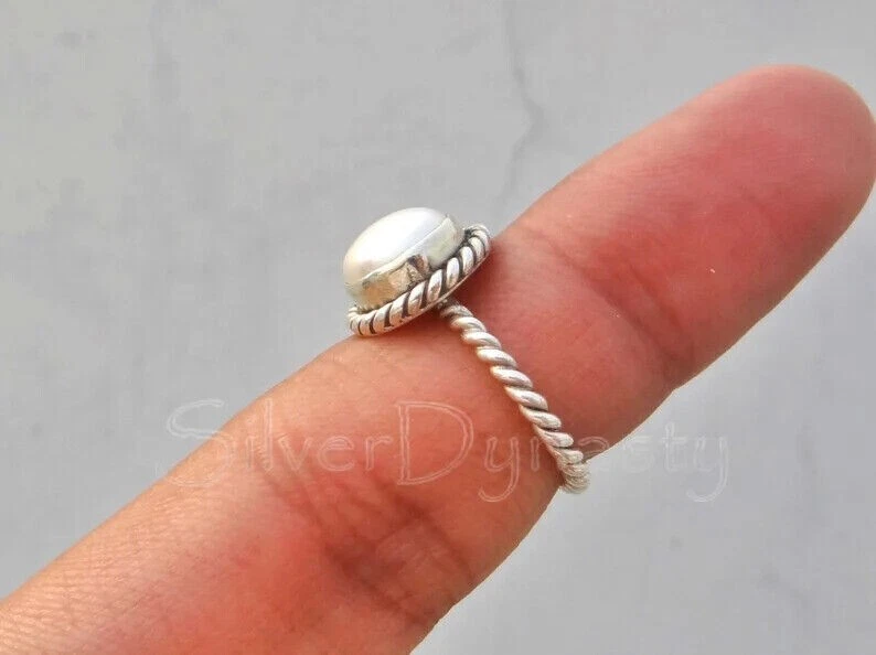 Pearl Solid 925 Sterling Silver Statement Handmade Popular Ring, All Size M1320 - Image 2 of 4