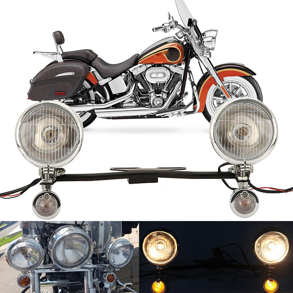 Chrome Motorcycle Driving Passing Running Turn Signal Spot Fog Lights ...