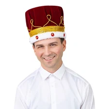 Dress Up America King Crown - Red Velvet Royal Crown - Costume Crown