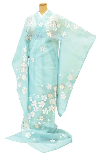 Organdie Uchikake Kimono Japanese Vintage Wedding Bridal Gown Sheer Robe 3mt3536