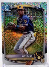 Luis Pena 2025 Bowman Chrome Mega Box Mojo Refractor #BCP-38 Brewers & Base RC.