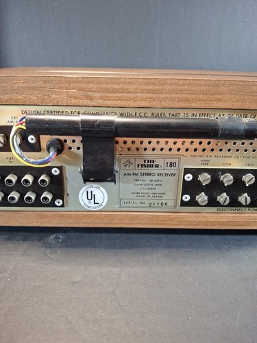 Amplificador Receptor Estéreo Fisher AM FM De Colección 126W Modelo 180 c 1974 - Imagen 10 de 16