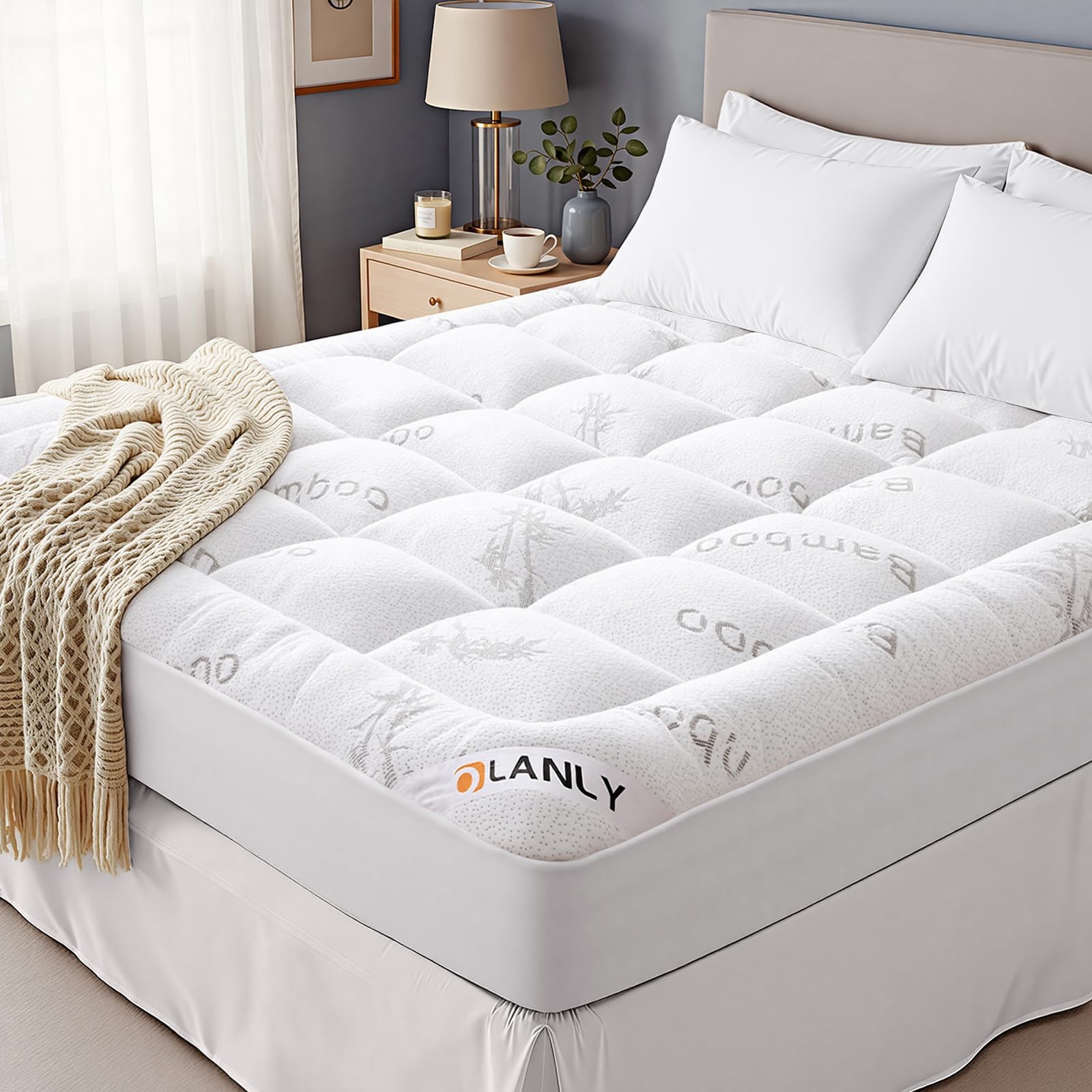 Queen Mattress Topper &ndash; Viscose Made from Bamboo, Cooling 