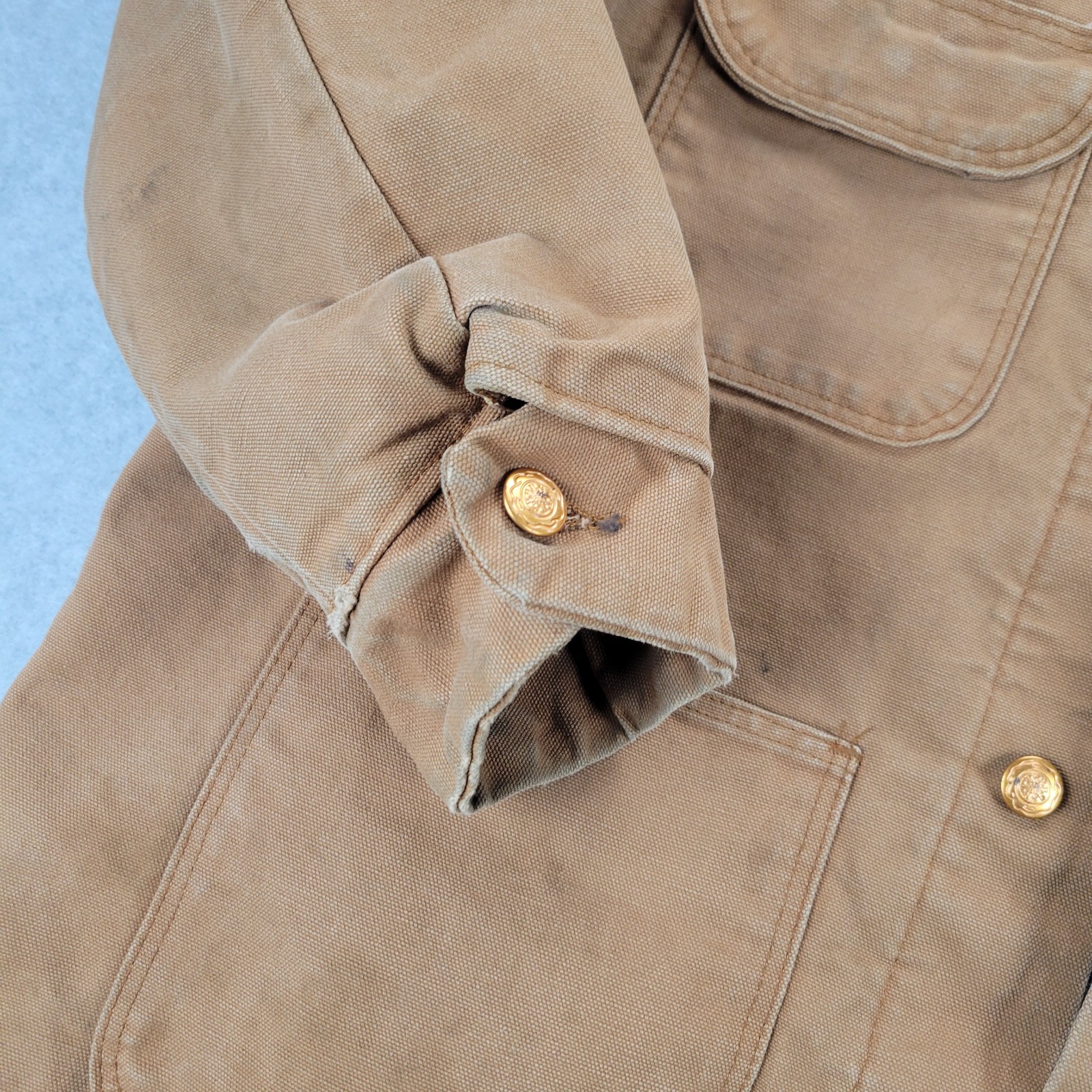 VTG Blue Bell Brown Tan Canvas Blanket Lined Chore Jacket Size 46 Detroit