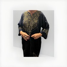 Authentic Kaftan Made In W/ Gold Embroidery One Size Elegant Gorgeous Slits