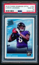 2018 Donruss Optic Lamar Jackson Rookie Card #167 PSA 10 GEM MINT Ravens RC NICE. rookie card picture