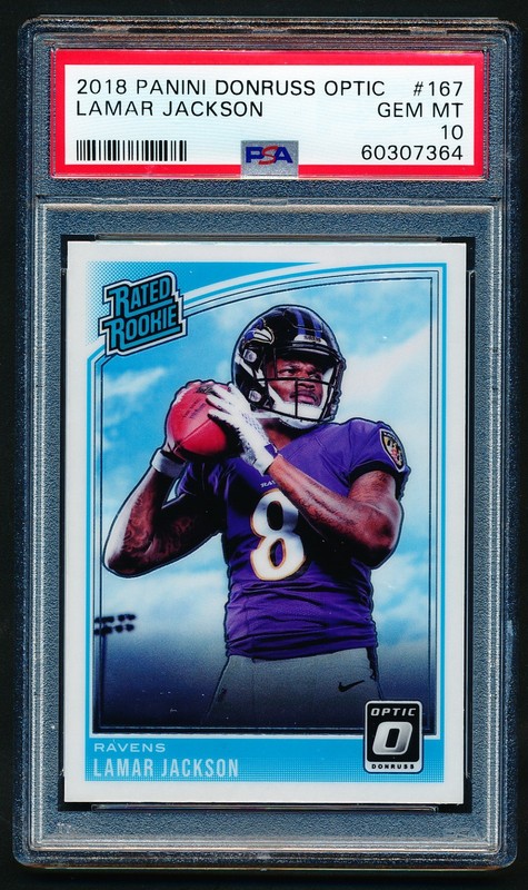 2018 Donruss Optic Lamar Jackson Rookie Card #167 PSA 10 GEM MINT Ravens RC NICE
