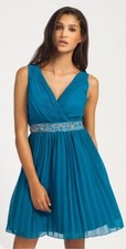 Little Mistress Womens Teal Cross Over Embellished Prom Dress Cocktail Sz10 EU38