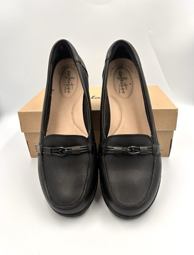 Clarks Shoes Womens 8 M Ashland Ballot Loafers Black Leather Casual 26147346 - Picture 1 of 6