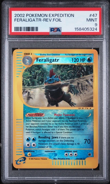 Feraligatr-Rev.Foil Pokemon Expedition 47 NM PSA MINT 9 (5324)
