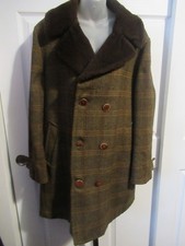 SIR PENDLETON Men's Vintage wool Classic Brown Checked overcoat Coat Insulated L