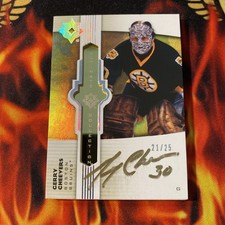 2022-23 ULTIMATE GERRY CHEEVERS GOLD INK AUTO /25 EMBLEMS