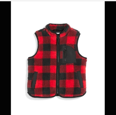 Evsie~New With Tags~Girls Red Buffalo Plaid Teddy Sherpa Vest~Size XL (13-14)