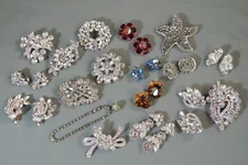 18 PC Vintage Costume Jewelry Lot Juliana Eisenberg Ice Weiss Brooches Earrings