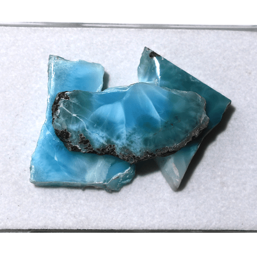 Ocean Dreams ~ 3 piezas losas de cristal gema pulida de alta calidad natural dominicana Larimar - Imagen 10 de 12