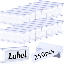 250 PCS Wire Shelf Label Holders Plastic Tags Paper Inserts 1-1/4 Inch