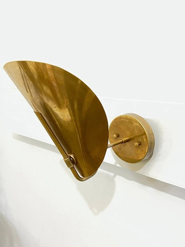 Wall Sconce Mid Century Modern Raw Brass 1 Light Curved Shades Handmade Sputnik. - Picture 4 of 6