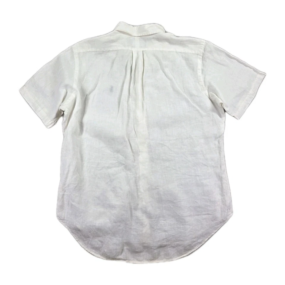 Camisa Ralph Lauren de Lino para Hombres Grande Calce Clásico Blanca Manga Corta Abotonada Poni Foto 3 de 4