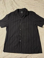 Todd Snyder Camp Collar Cabana Shirt Black Three Looms Made in Portugal Large