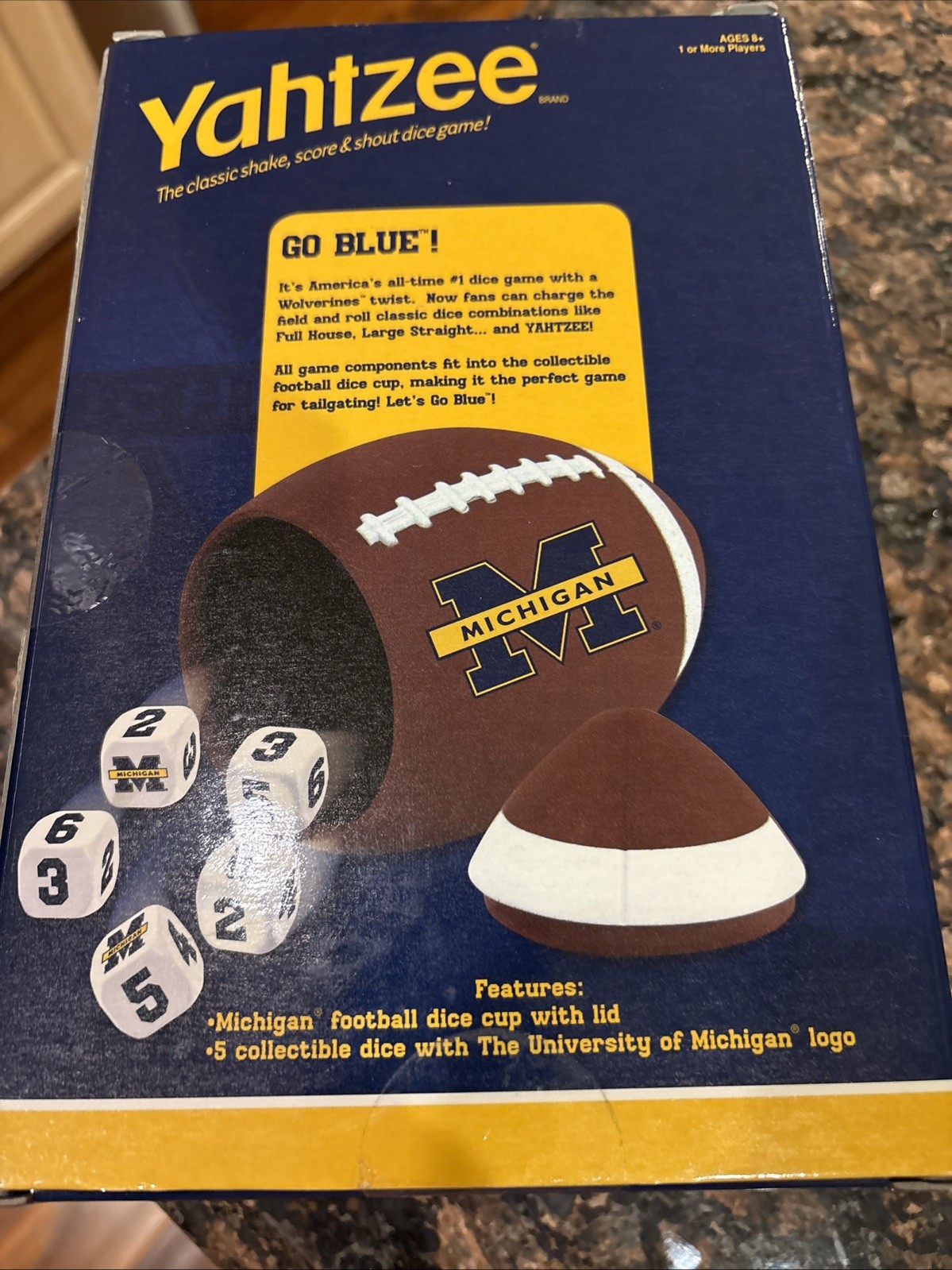 Yahtzee Wolverines University Of Michigan Collector’s Edition Football In Box