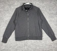 Mondetta Full Zip Fleece Jacket Gray Mock Neck Women s Small Stretch Comfort