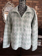 Marine Layer XL Corbet Quilted Jacquard Snap Pullover Sweater Mint Weighted