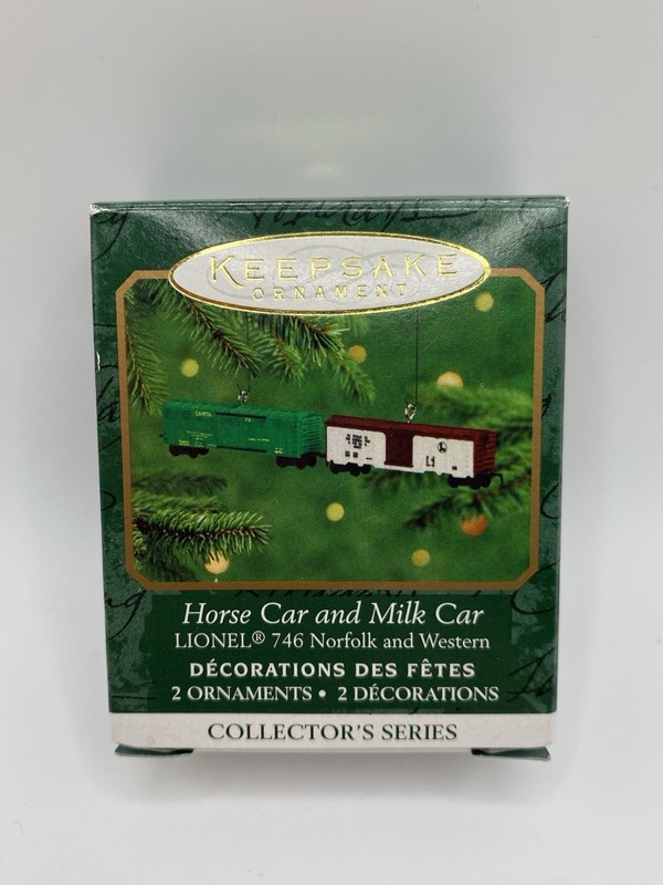 2000 Hallmark Keepsake Mini Set of 2 "Horse Car & Milk Car" Lionel Train- NEW