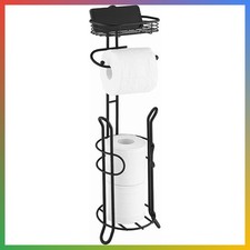 Toilet Paper Holder Stand Black Mega Roll Storage Basket 3 Rolls Heavy Duty