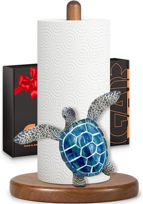 Blue Turtle Paper Towel Holder, Coastal Beach Ocean Home Decor for Kitchen