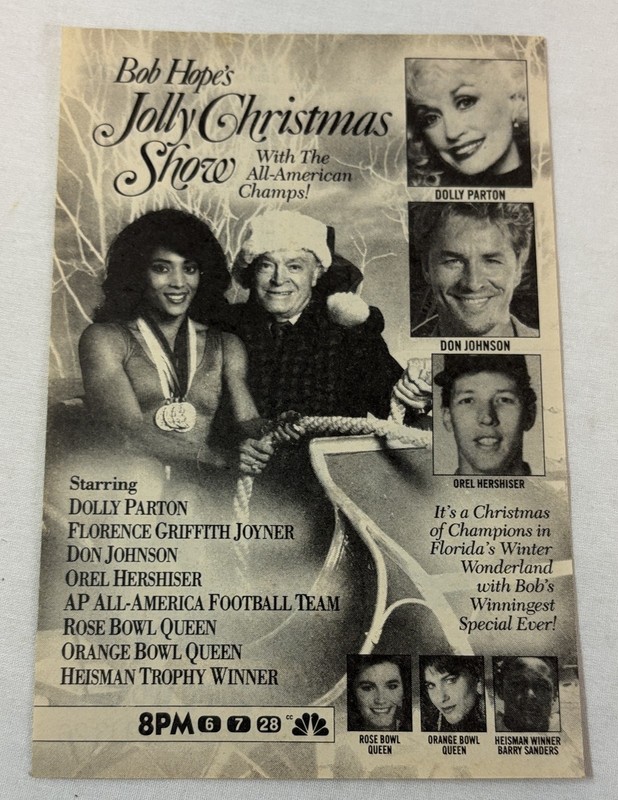 1988 NBC tv ad~BOB HOPE'S JOLLY CHRISTMAS SHOW Dolly Parton, Don Johnson