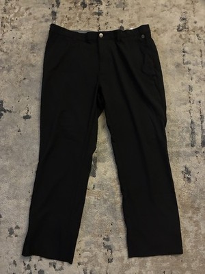 Adida Mens Golf Pants 36x34 Black Flat Front Straight Leg Polyester Blend
