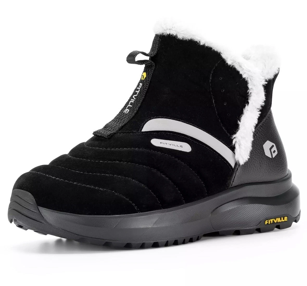 FITVILLE Extra Wide Orthopaedic Diabetic Walking Shoes SNOW BOOTS Fur Lined NEW