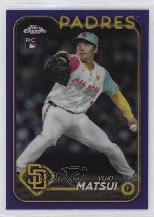 2024 Topps Chrome Update Purple Refractor /250 Yuki Matsui #USC187 Rookie RC