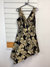 coast black bronze floral evening occasion midi dress size 12 [DE]