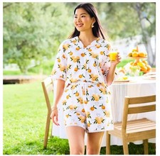 Disney Parks Mickey Mouse Icon Oranges Shirt and Shorts Set Women NWT LARGE