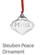 Steuben Glass Peace Christmas Holiday Ornament 2020 Taf Lebel Schaefer Box Pouch